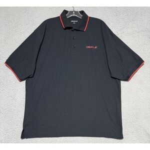 Vintage Oracle Polo Shirt Mens XL Black Red Logo Y2K Tech Software Promo